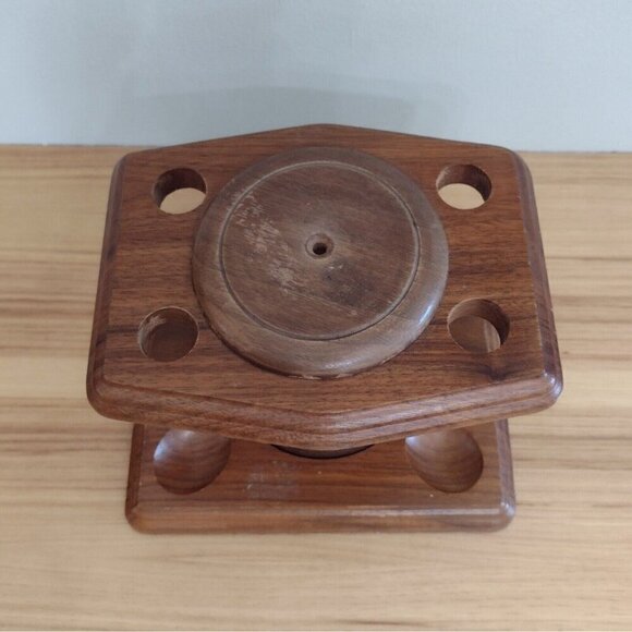 Vintage Fairfax USA Wooden 4 P*pe Rack Stand W/ Tobacco Humidor - Picture 4 of 14